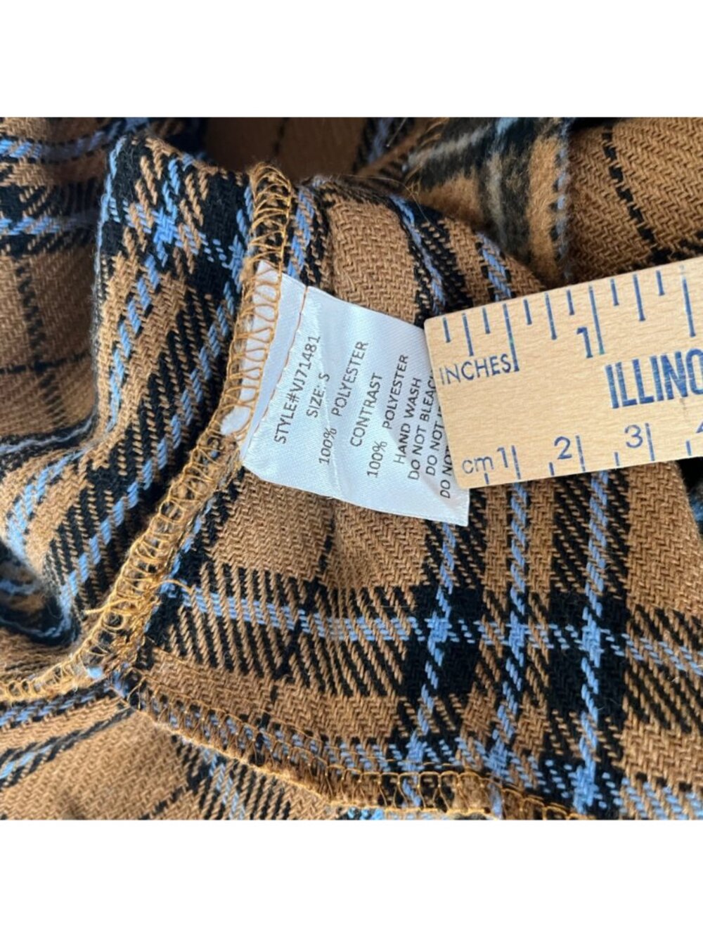 Veveret Flannel Plaid Shacket Womens S Brown/Blue Oversized Pockets - Picture 6 of 8